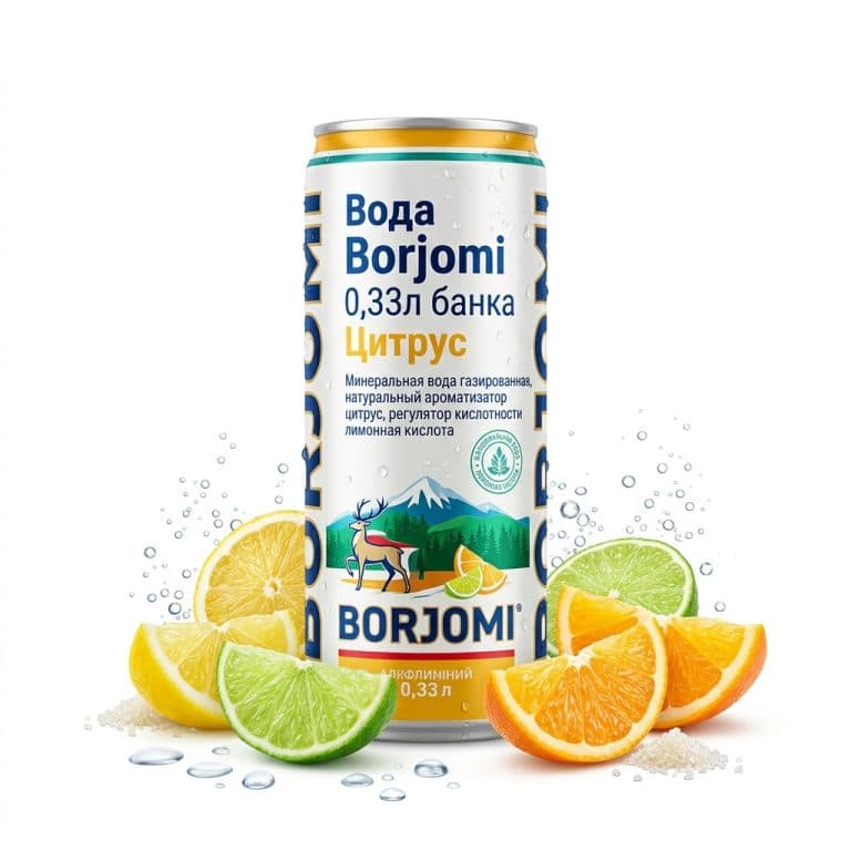 Вода Borjomi 0,33л банка Цитрус
